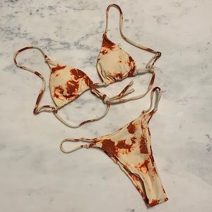 USED Tie Dye Bikini Set Triangle Bra&Tanga Bottom